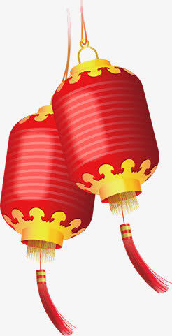 节日元素-手绘红色灯笼新春装饰